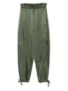 Ganni Satin Trousers In Green
