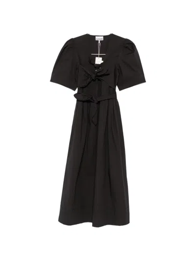 GANNI SATIN-FINISH MIDI DRESS