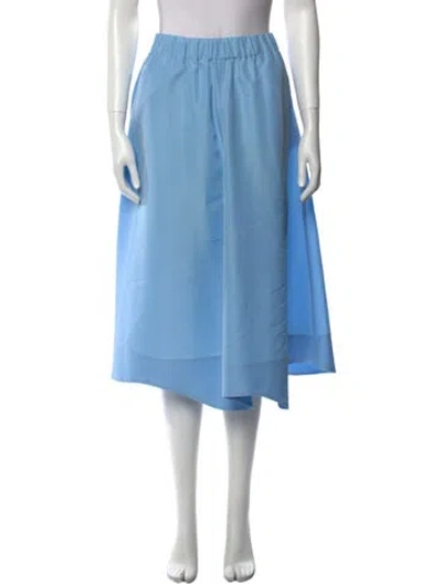 Pre-owned Ganni Scalloped Accent Midi Length Skirt In Blue