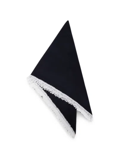 Ganni Scarf In Lace Wool In Black
