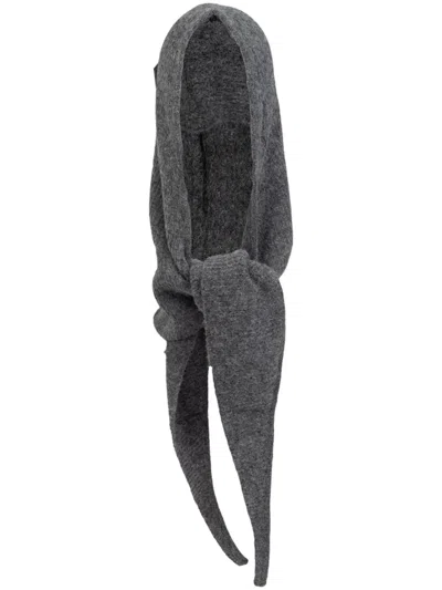 Ganni Scarf Knitted Balaclava In Grey