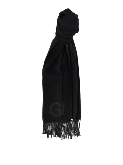 Ganni Scarf Maxi Logo In Black