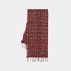 Ganni Fringed Synthetic Scarf In Houndstooth Pattern In Red