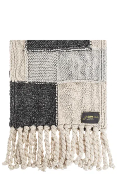 Ganni Scarf With A Decorative Weave In Multi