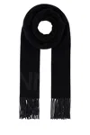 Ganni Women Embroidered Wool Scarf In Black