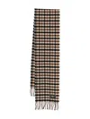 Ganni Checked Pattern Wool Scarf With Frayed Edges In Multi