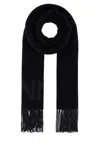 Ganni Women Embroidered Wool Scarf In Black
