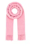Ganni Soft Wool Scarf Fringed Edges In Pink