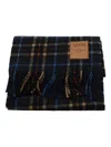 Ganni Fringed Plaid Pattern Scarf Accessory In Multi