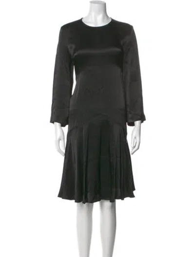 Pre-owned Ganni Scoop Neck Knee-length Dress In Black