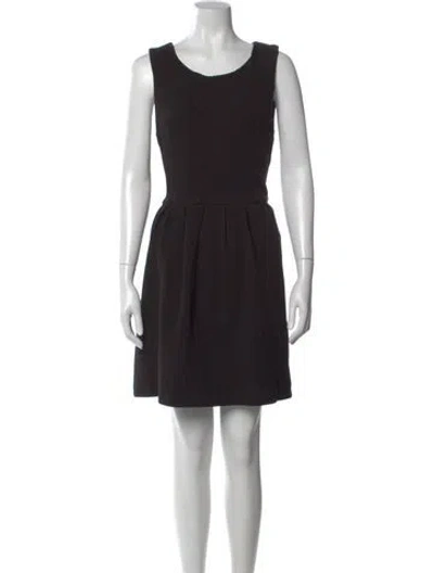 Pre-owned Ganni Scoop Neck Knee-length Dress In Black