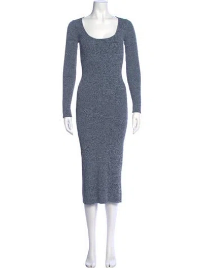 Pre-owned Ganni Scoop Neck Long Dress In Blue