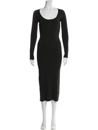 Pre-owned Ganni Scoop Neck Long Dress In Green