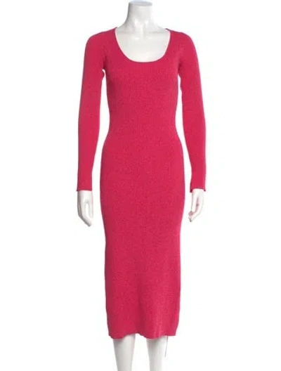 Pre-owned Ganni Scoop Neck Long Dress In Pink