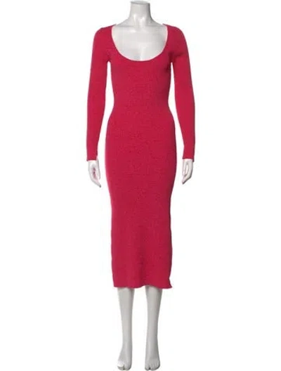 Pre-owned Ganni Scoop Neck Long Dress In Pink