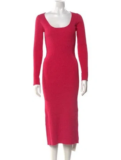 Pre-owned Ganni Scoop Neck Midi Length Dress In Pink