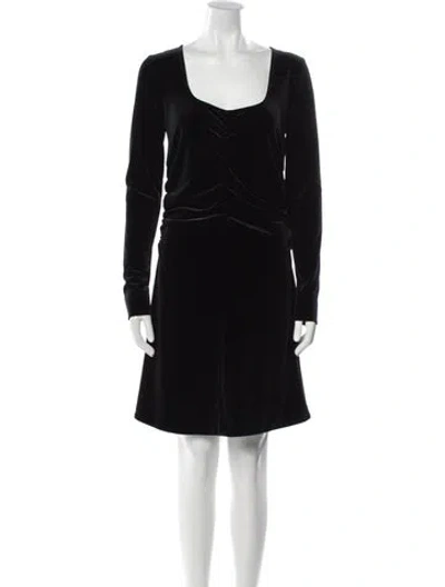 Pre-owned Ganni Scoop Neck Mini Dress In Black