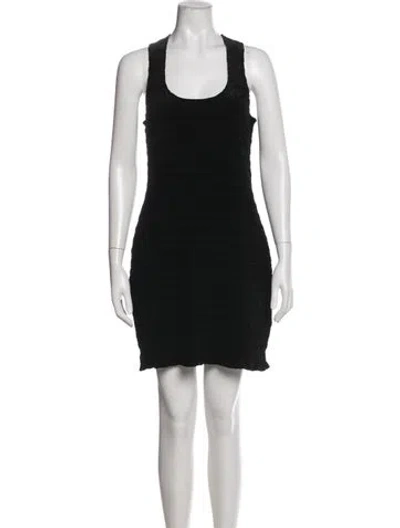 Pre-owned Ganni Scoop Neck Mini Dress In Black