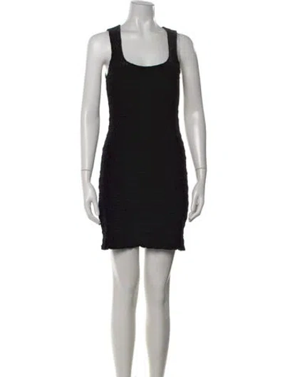 Pre-owned Ganni Scoop Neck Mini Dress In Black