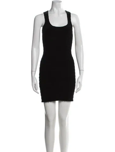 Pre-owned Ganni Scoop Neck Mini Dress In Black