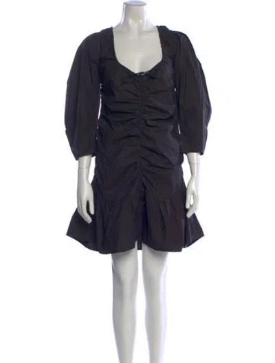 Pre-owned Ganni Scoop Neck Mini Dress In Blue