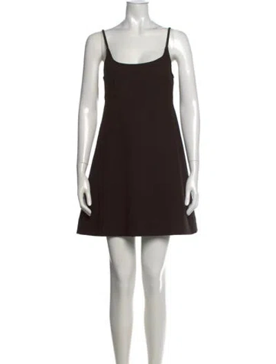 Pre-owned Ganni Scoop Neck Mini Dress In Brown