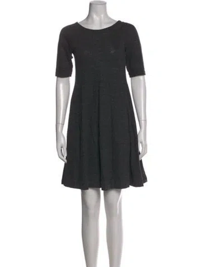 Pre-owned Ganni Scoop Neck Mini Dress In Gray