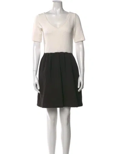 Pre-owned Ganni Scoop Neck Mini Dress In Neutral