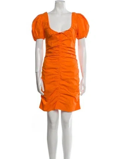 Pre-owned Ganni Scoop Neck Mini Dress In Orange