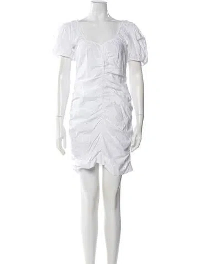 Pre-owned Ganni Scoop Neck Mini Dress In White