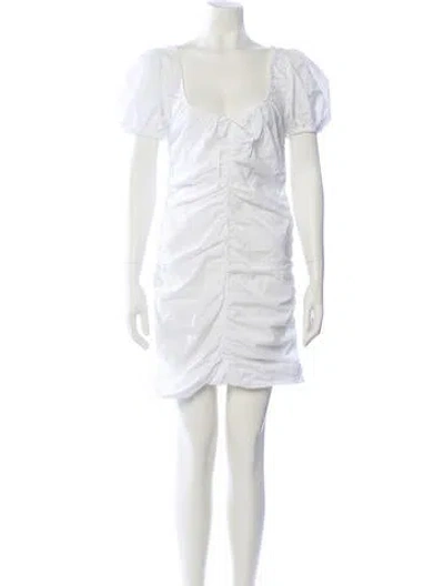 Pre-owned Ganni Scoop Neck Mini Dress In White