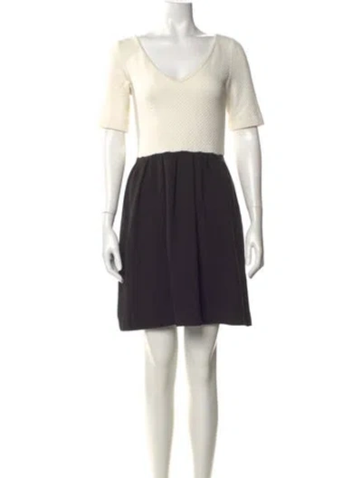 Pre-owned Ganni Scoop Neck Mini Dress In White