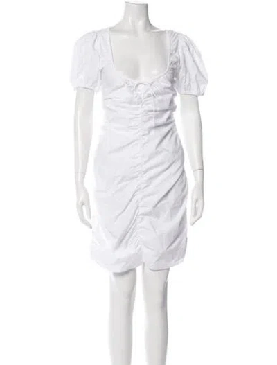 Pre-owned Ganni Scoop Neck Mini Dress In White