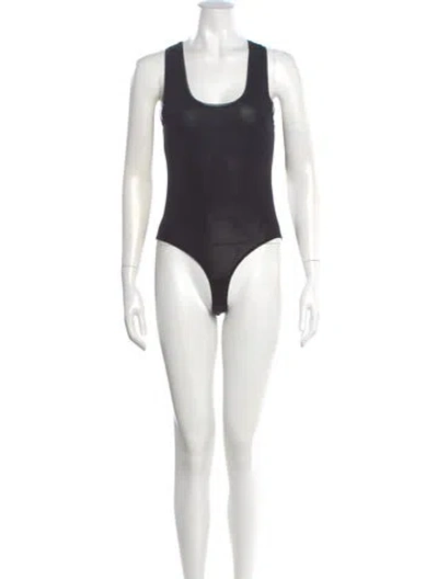 Pre-owned Ganni Scoop Neck Sleeveless Bodysuit In Black