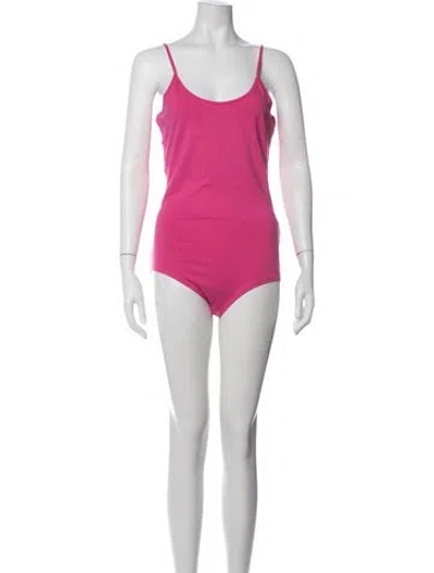 Pre-owned Ganni Scoop Neck Sleeveless Bodysuit W/ Tags In Pink