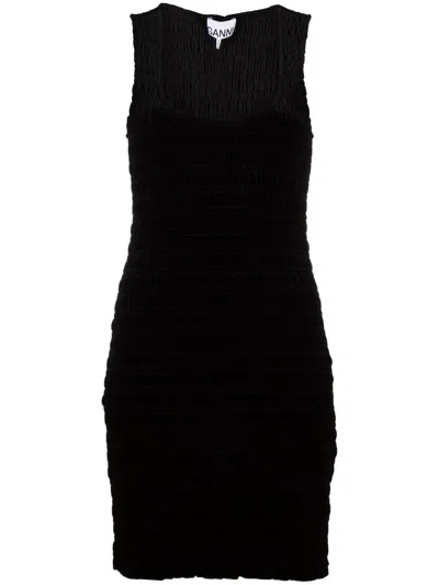 Ganni Scoop-neck Sleeveless Dress In Black