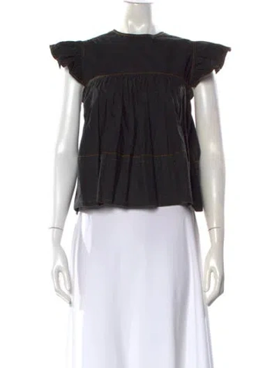 Pre-owned Ganni Scoop Neck Sleeveless Top In Black