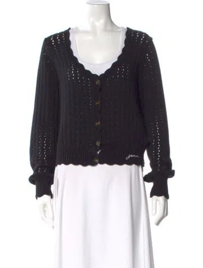 Pre-owned Ganni Scoop Neck Sweater In Black