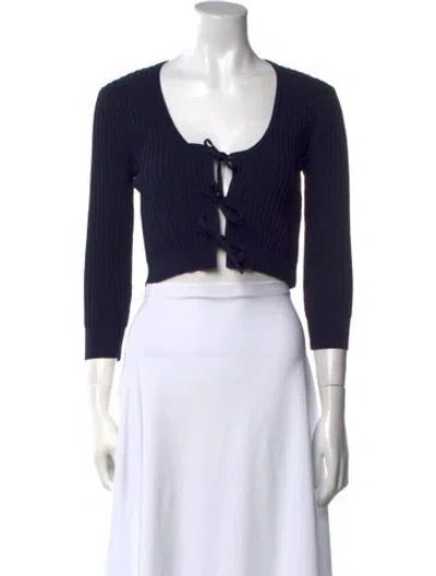 Pre-owned Ganni Scoop Neck Sweater In Blue