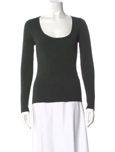 Pre-owned Ganni Scoop Neck Sweater In Green