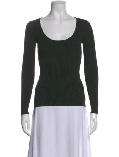 Pre-owned Ganni Scoop Neck Sweater In Green