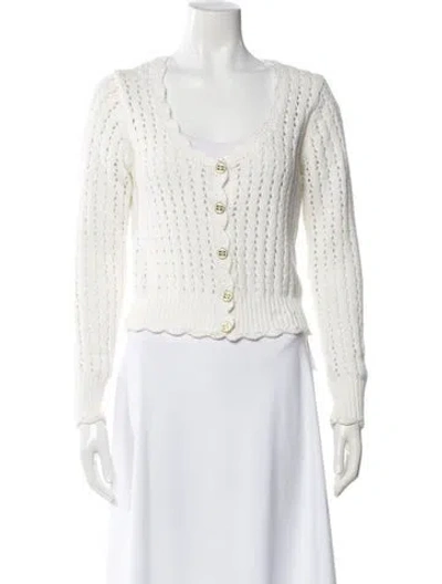Pre-owned Ganni Scoop Neck Sweater In White