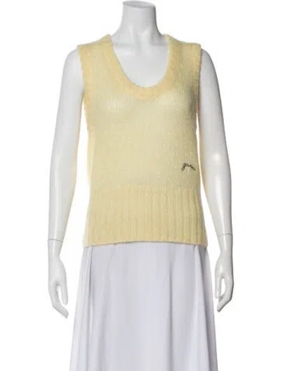 Pre-owned Ganni Scoop Neck Sweater In Yellow