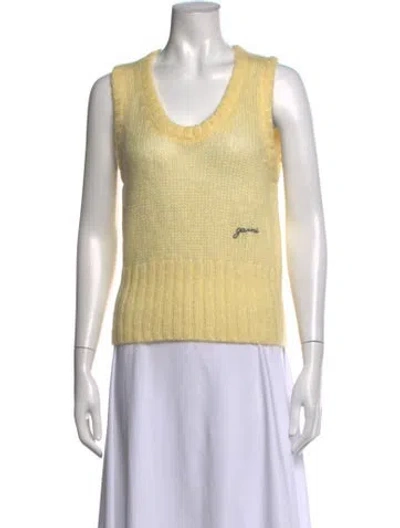 Pre-owned Ganni Scoop Neck Sweater In Yellow
