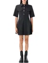 Ganni Mini Dress With Scalloped Buttons In Black
