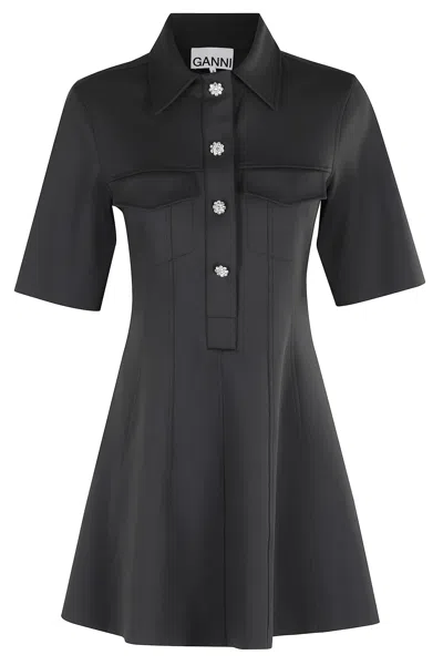 Ganni Scuba Neoprene Dress In Blue