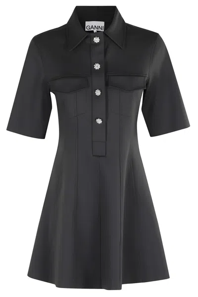 GANNI GANNI SCUBA NEOPRENE FITTED MINI DRESS