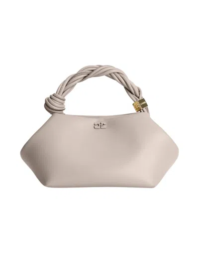 Ganni Sculptural Beige Shoulder Bag With Braided Handle In Neutral