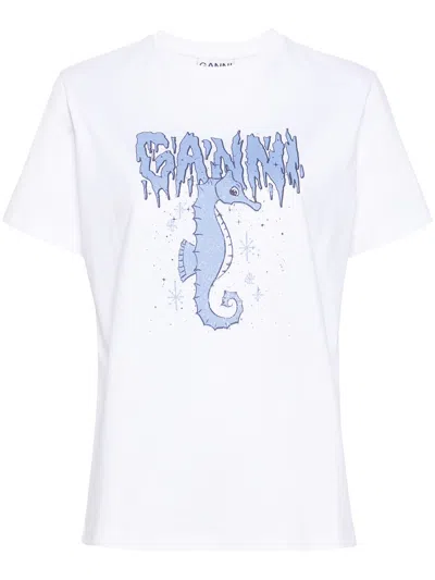 Ganni White Seahorse T-shirt