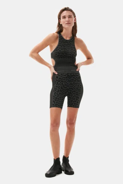 Ganni Leopard-jacquard Seamless Tank Top In Multi